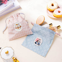Bolsa con cordón Mofusand de café y donas, rosada