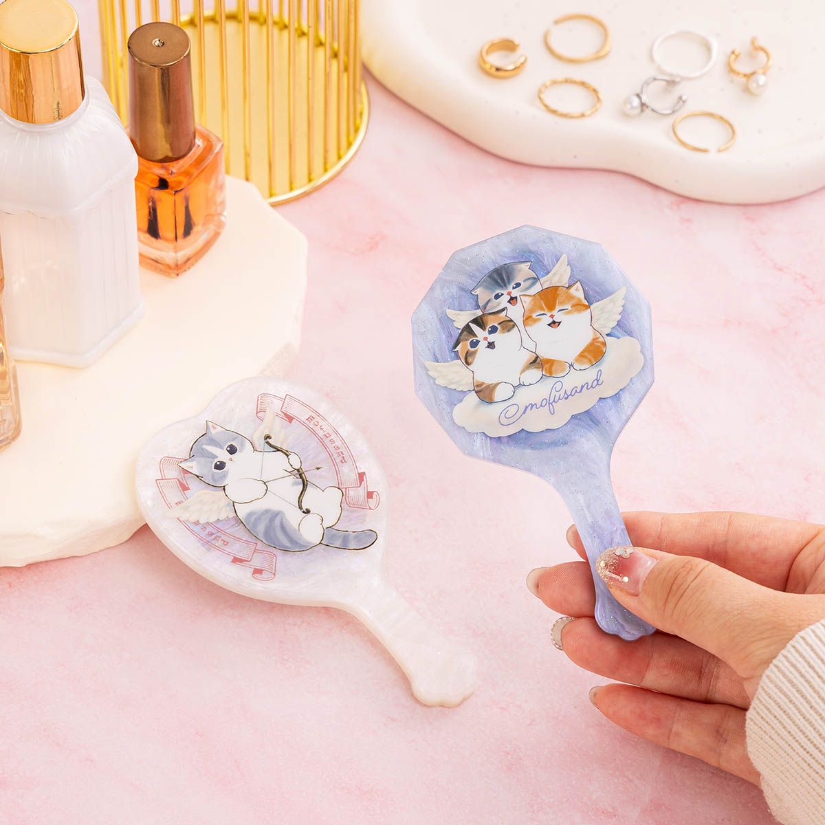 Espejo de mano mini Mofusand: Cupido y ángel