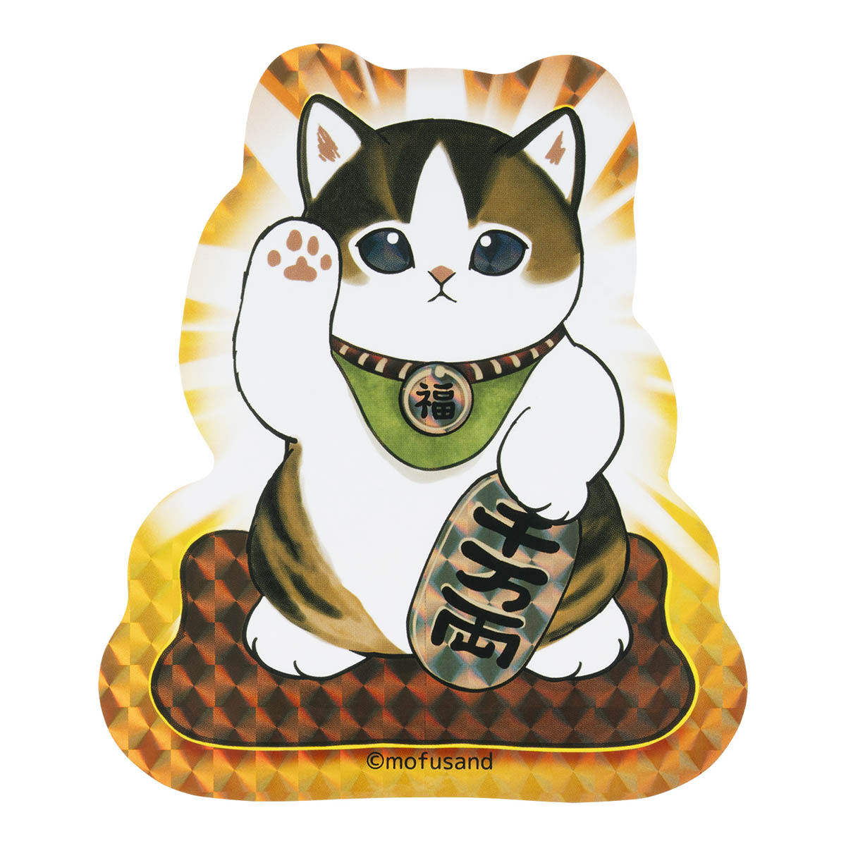 Sticker holográfico grande Mofusand: gato de la suerte