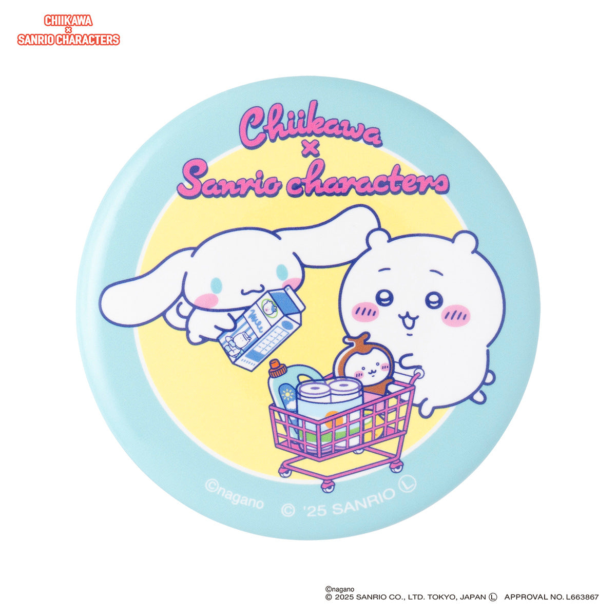 Chapita coleccionable Chiikawa y personajes de Sanrio