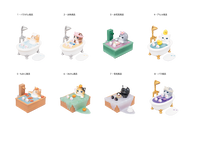 mofusand: colección de figuras gatitos a la hora del baño