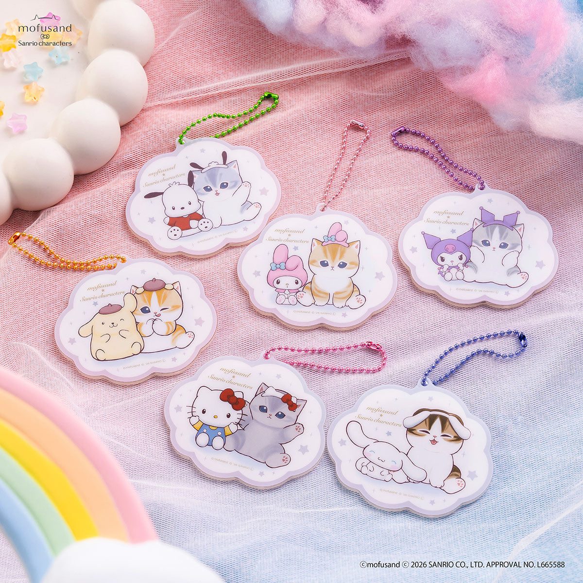 Llavero espejo mini de acrílico Mofusand x Sanrio