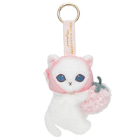 Llavero mofusand Merci Strawberry: gato blanco con frutilla