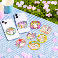Stickers holográficos Mofusand: gatitos tiburón