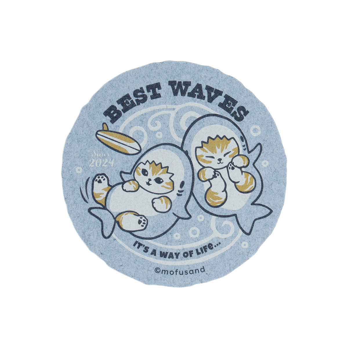 Sticker Mofusand Best Waves: gatito tiburón