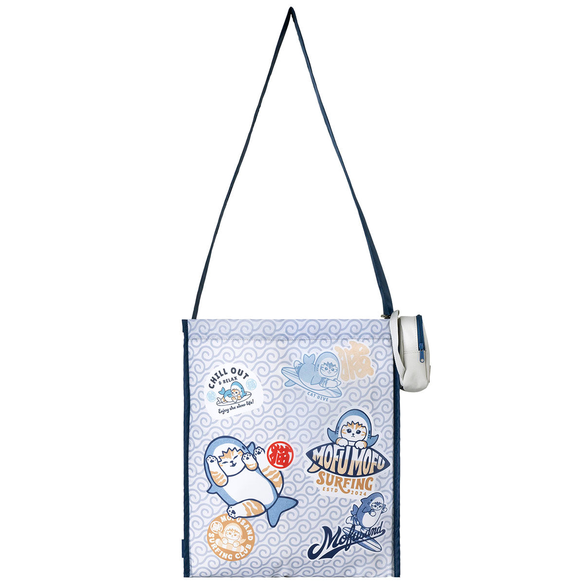 mofusand: mini mochila con bolsa reutilizable blanca