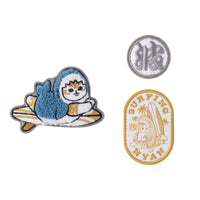 Set de parches bordados Mofusand: gatos tiburón (ola)