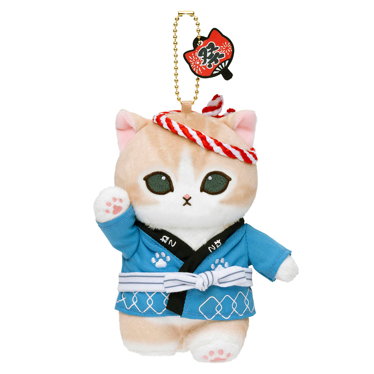 Peluche colgante mofusand con chaqueta de festival azul