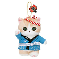 Peluche colgante mofusand con chaqueta de festival azul