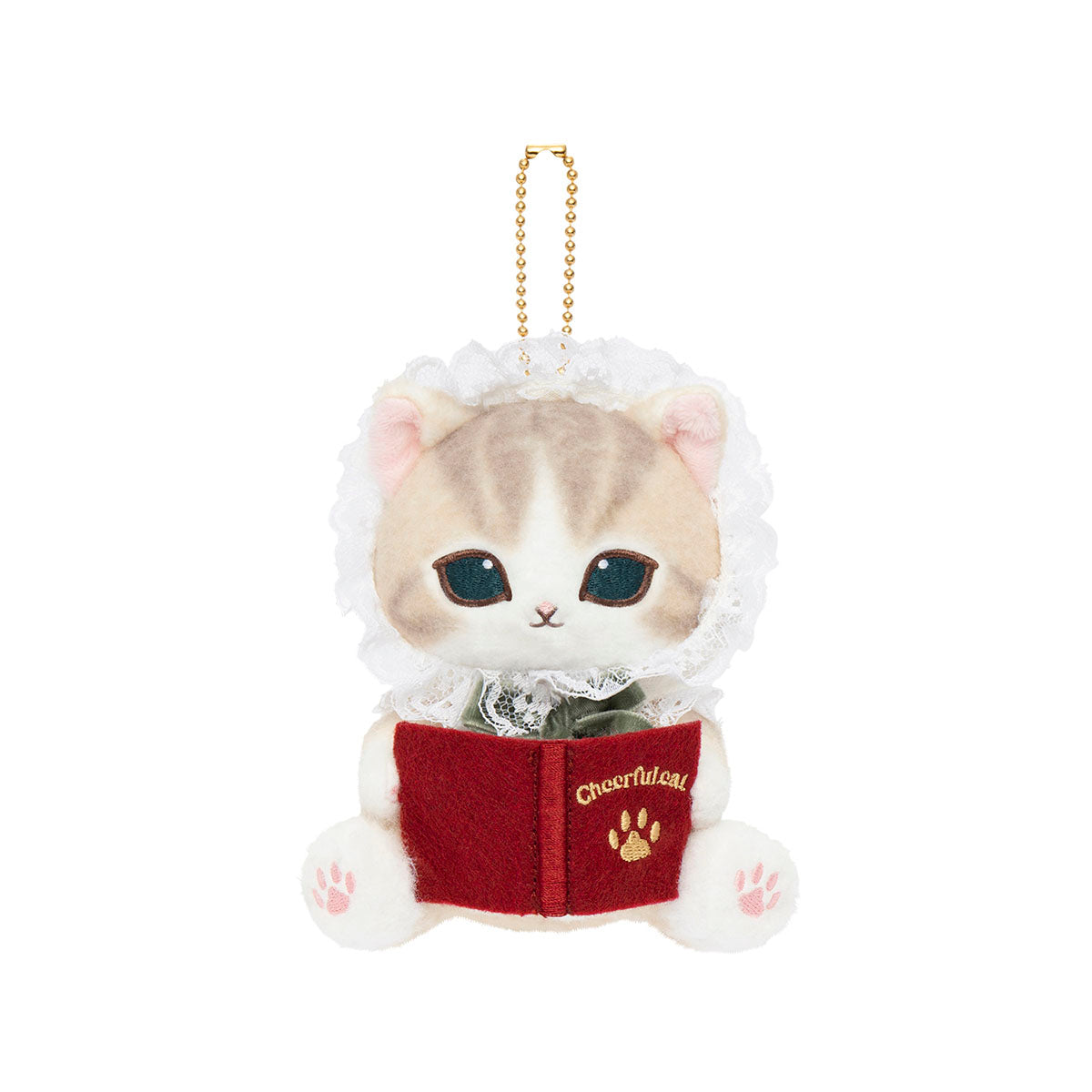 Mascota mofusand de lectura (café y blanco)