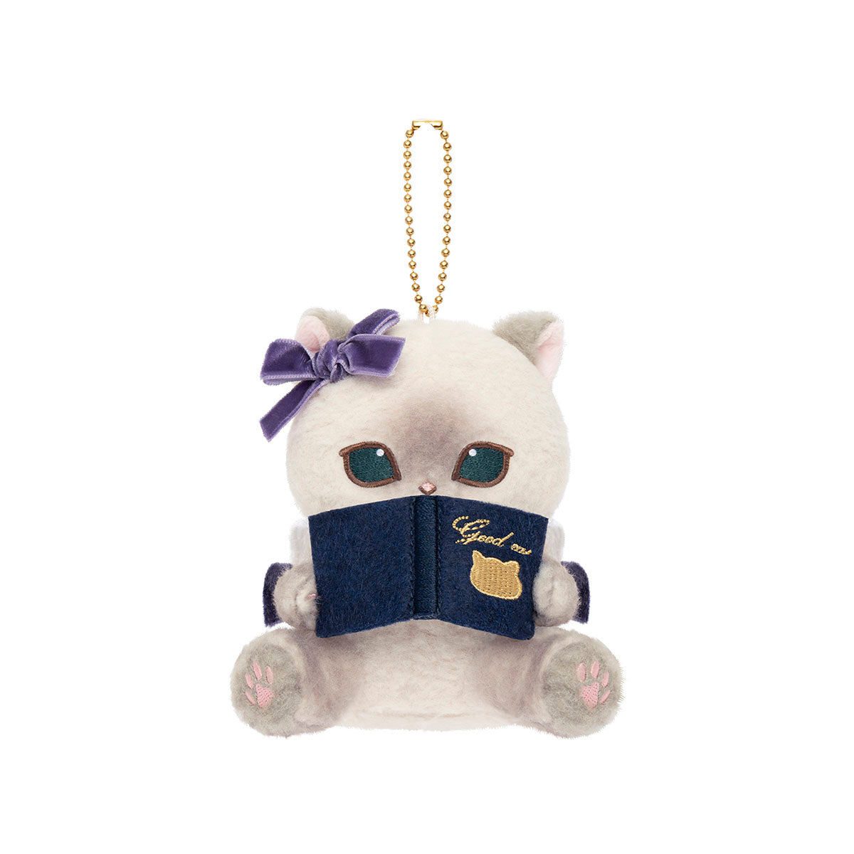 Peluche mofusand gato siamés lector