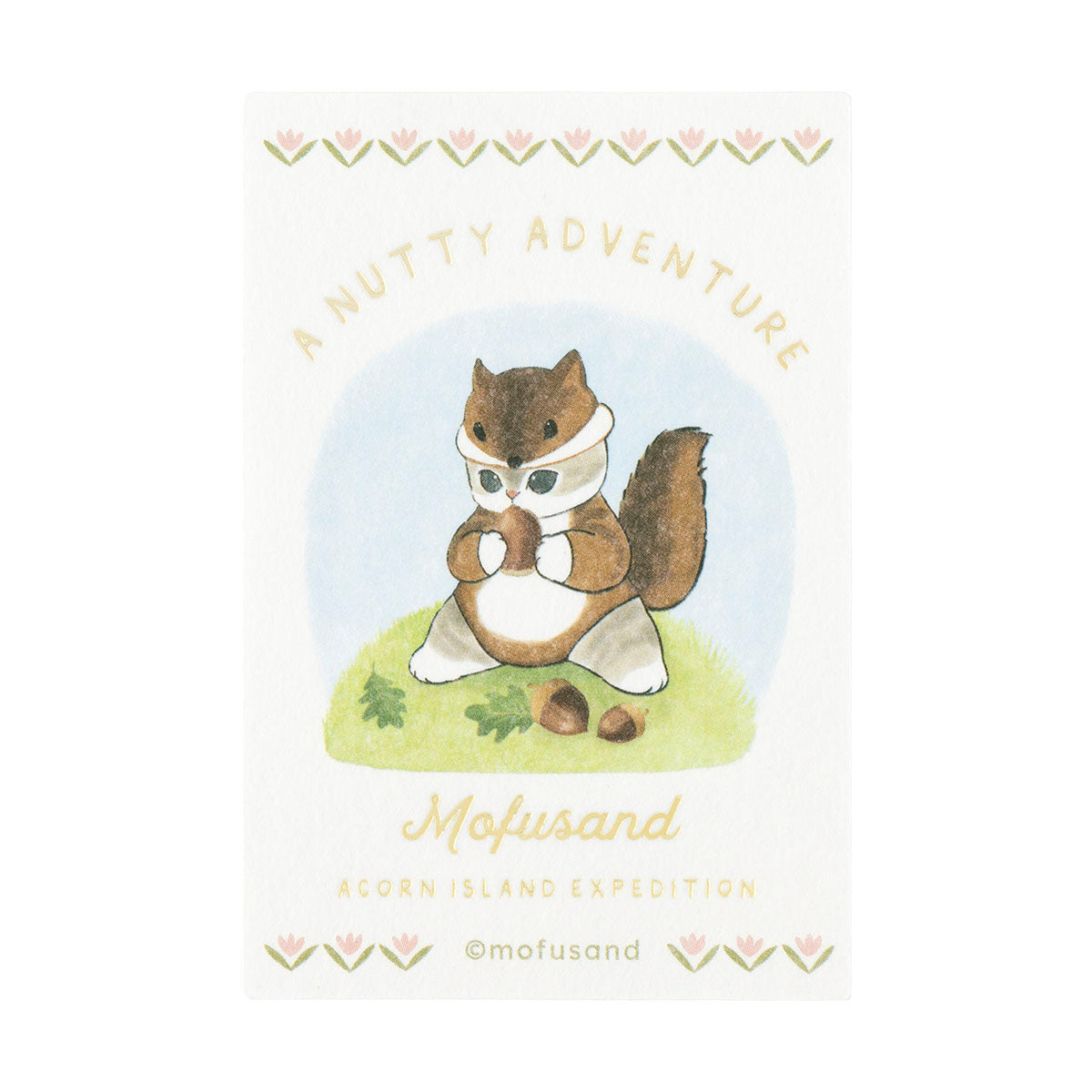 Sticker Mofusand Woodlands con foil: gatito ardilla