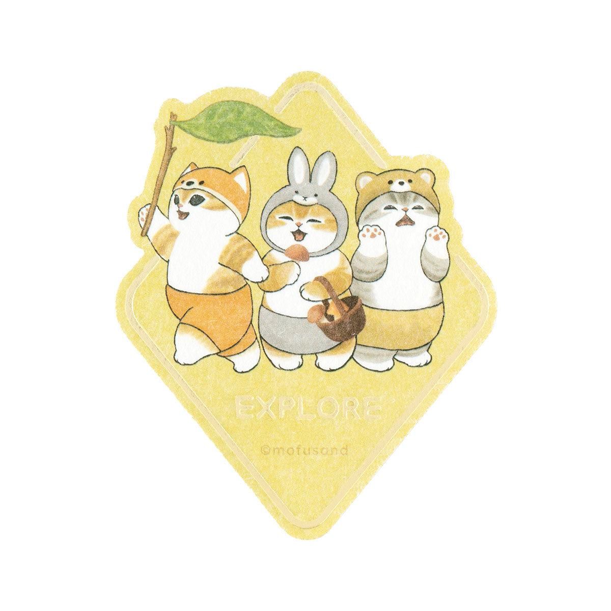Sticker mofusand WOODLANDS con foil, estilo letrero