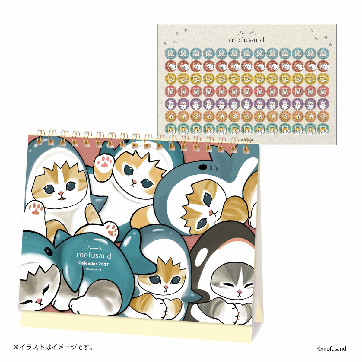 Calendario de escritorio Mofusand 2027 con mini stickers