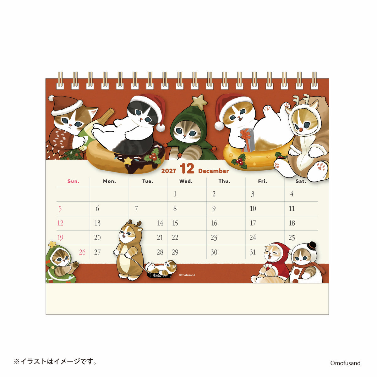 Calendario de escritorio Mofusand 2027 con mini stickers