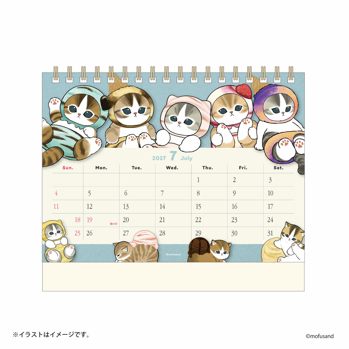Calendario de escritorio Mofusand 2027 con mini stickers