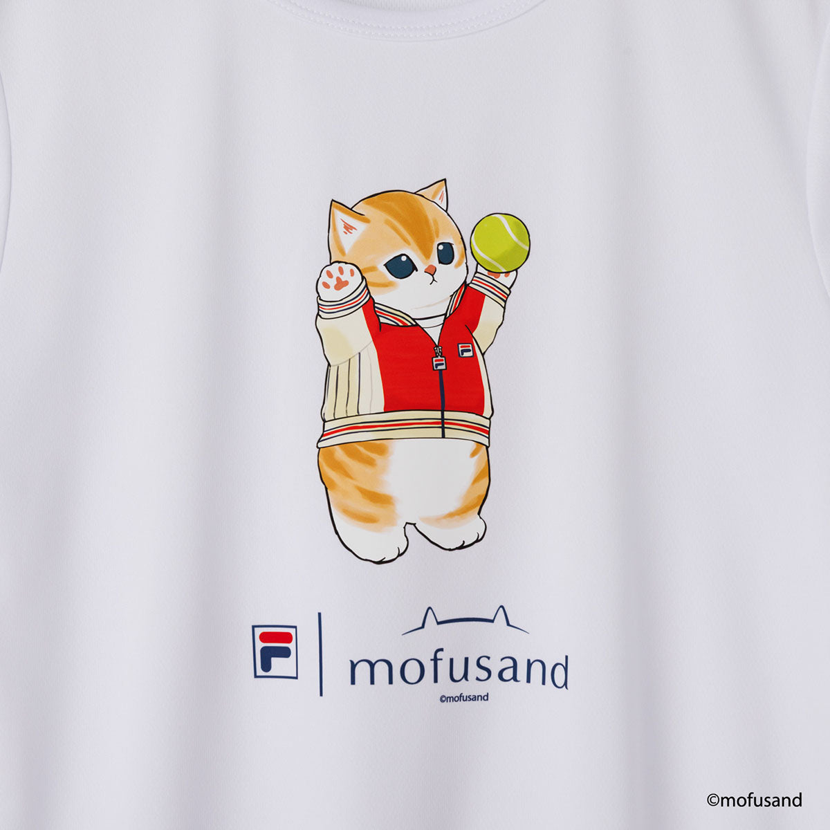 Polera blanca Mofusand x FILA, gato BJ