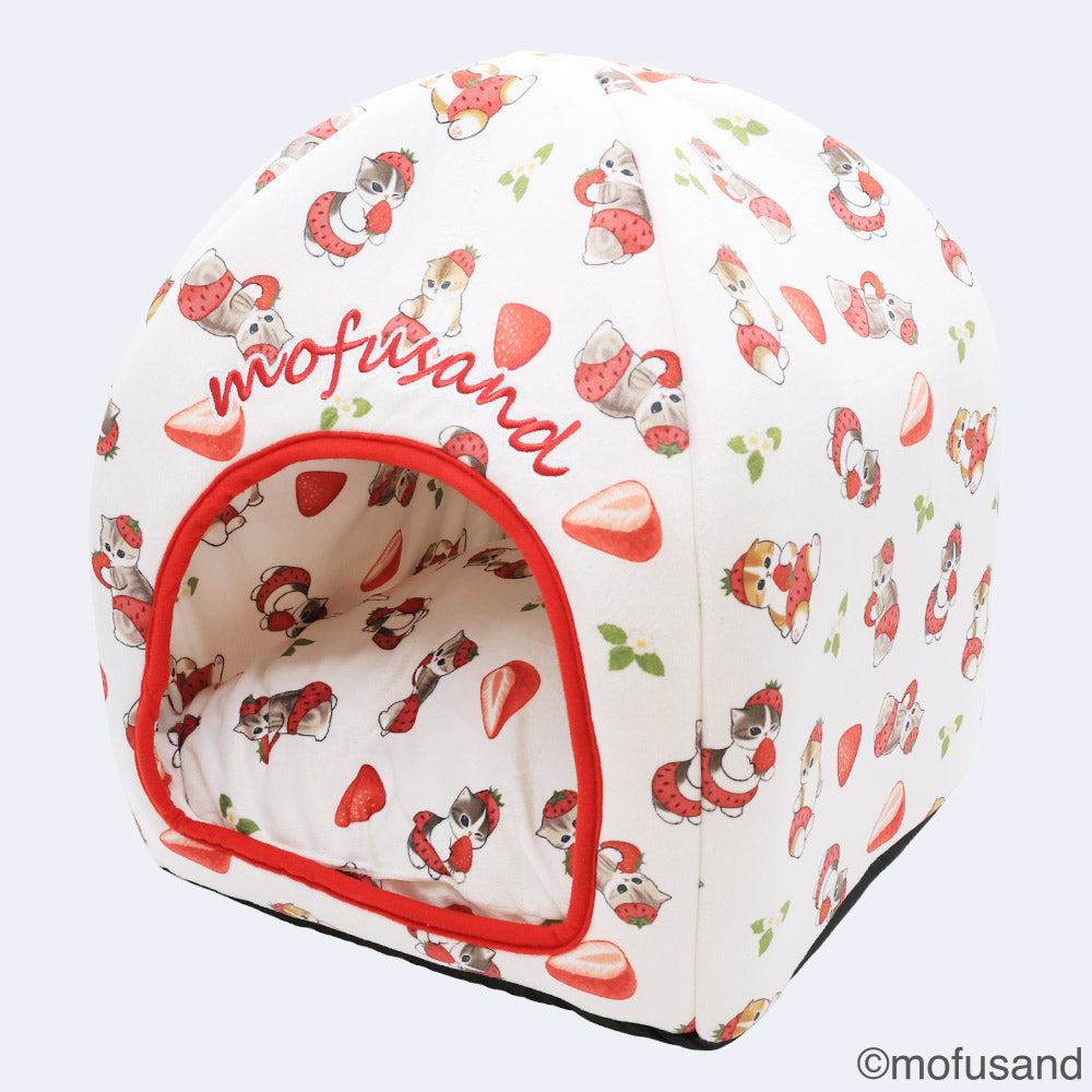 Cama tipo domo para mascotas mofusand de frutilla