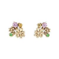 Aros Rapunzel en oro amarillo K10 con piedras de colores