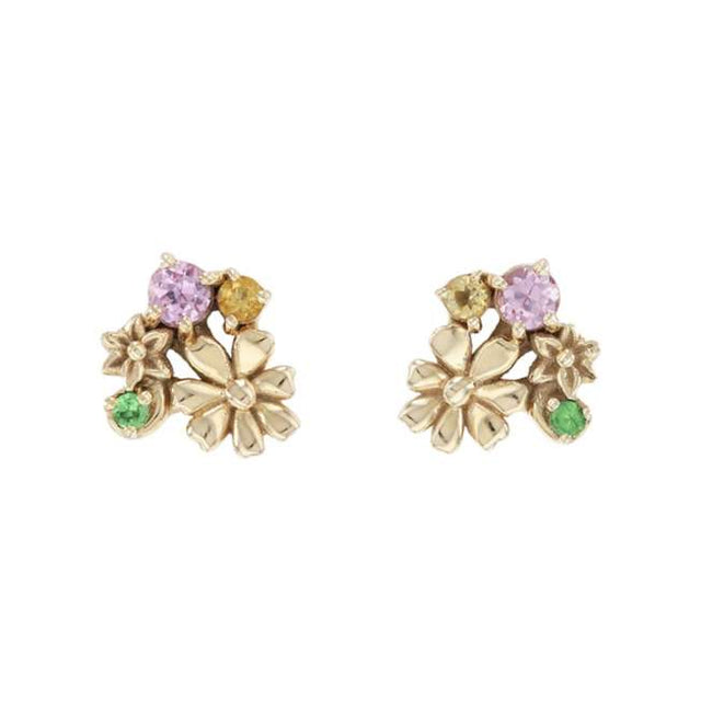 Aros Rapunzel en oro amarillo K10 con piedras de colores