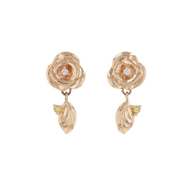 Aros La Bella y la Bestia en oro rosa K10, diamantes y zafiros