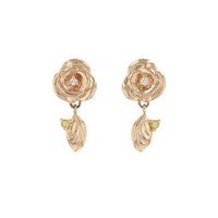 Aros La Bella y la Bestia en oro rosa K10, diamantes y zafiros