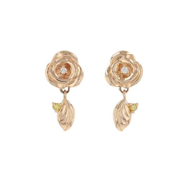 Aros La Bella y la Bestia en oro rosa K10, diamantes y zafiros