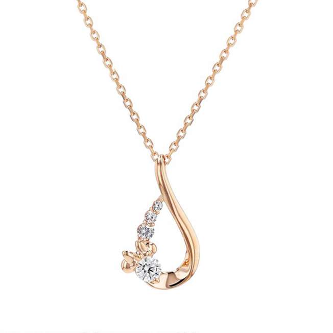 Collar colgante Minnie Mouse de plata con baño rosado