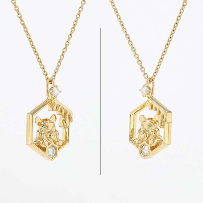 Collar colgante de Winnie the Pooh con baño dorado