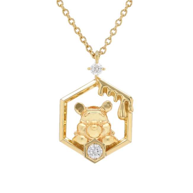 Collar colgante de Winnie the Pooh con baño dorado