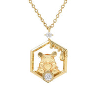 Collar colgante de Winnie the Pooh con baño dorado