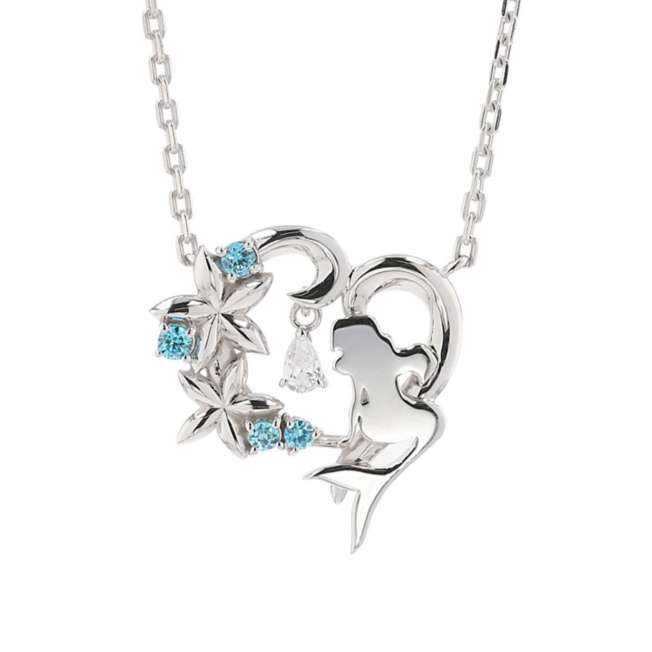 Collar colgante de Ariel con corazón, plata con baño de rodio