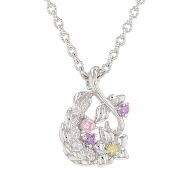 Collar colgante de Rapunzel con baño de rodio