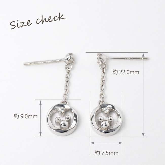 Aros colgantes Mickey Mouse de plata con baño de rodio