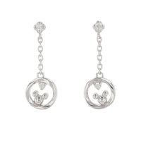 Aros colgantes Mickey Mouse de plata con baño de rodio
