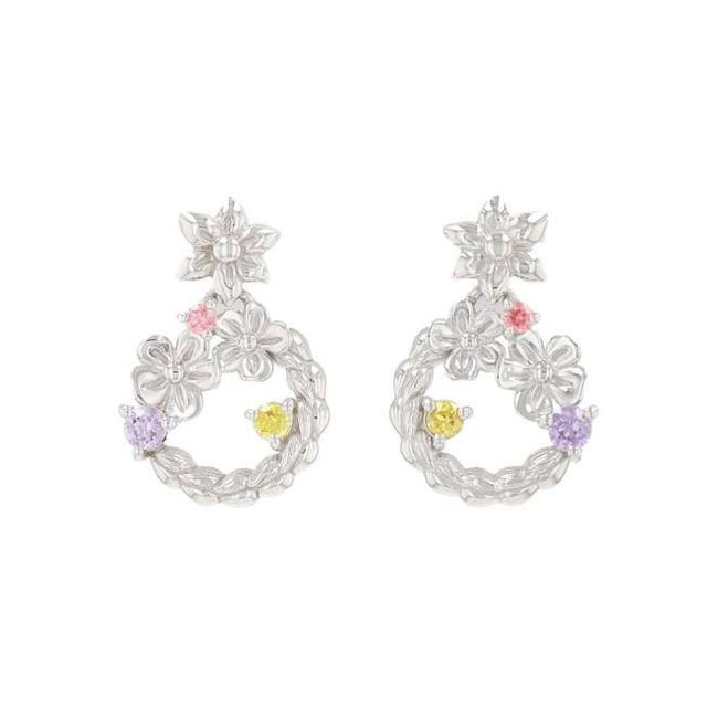 Aros circulares de Rapunzel en plata con baño de rodio