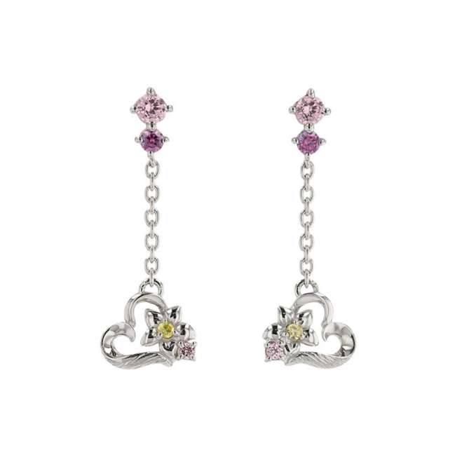 Aros de Rapunzel con corazón y baño de rodio