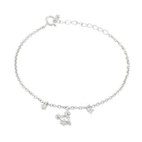 Pulsera de plata rodiada de Mickey Mouse con flores