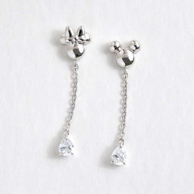 Aros colgantes de Mickey y Minnie con cadena larga