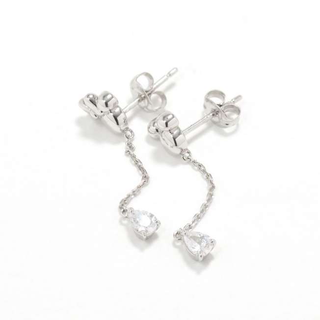 Aros colgantes de Mickey y Minnie con cadena larga