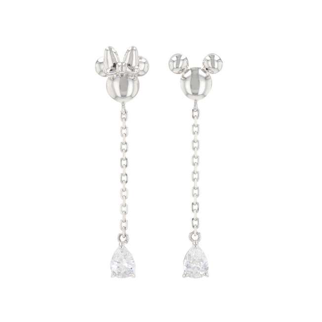 Aros colgantes de Mickey y Minnie con cadena larga