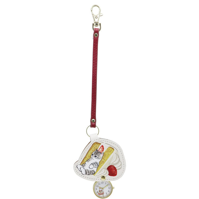 Reloj colgante para bolso mofusand con diseño de pastel