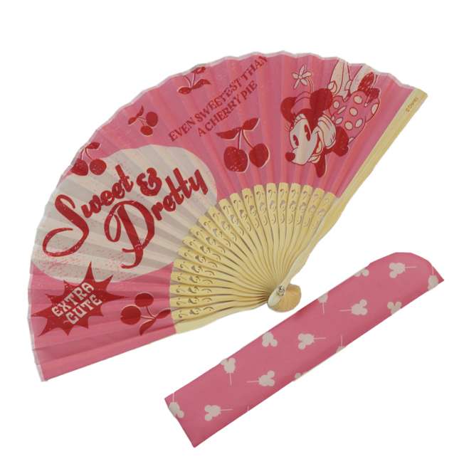 Abanico plegable de Minnie Mouse con funda