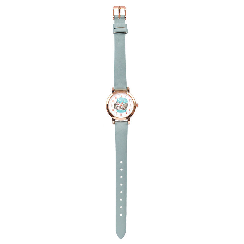 Reloj redondo mofusand con macarón azul