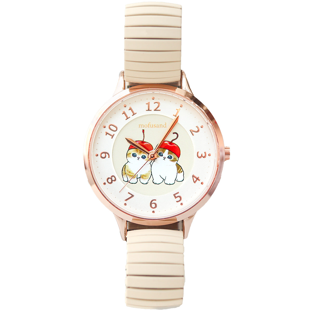 Reloj mofusand con correa extensible, gatito cereza
