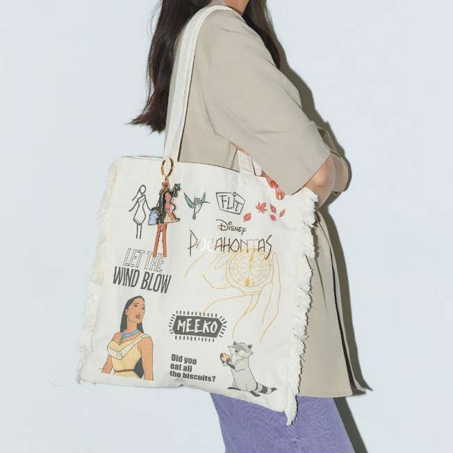 Bolso tote de lona con flecos de Pocahontas