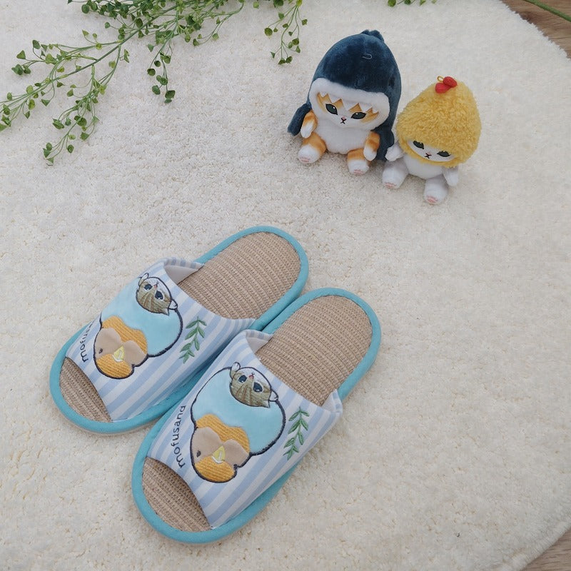 Pantuflas de yute mofusand: periquito y gatito