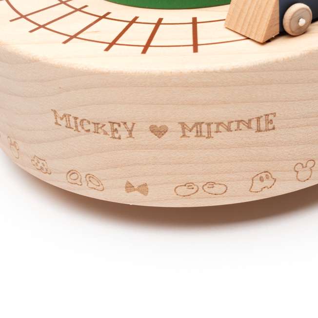 Caja musical de madera con tren de Mickey y Minnie
