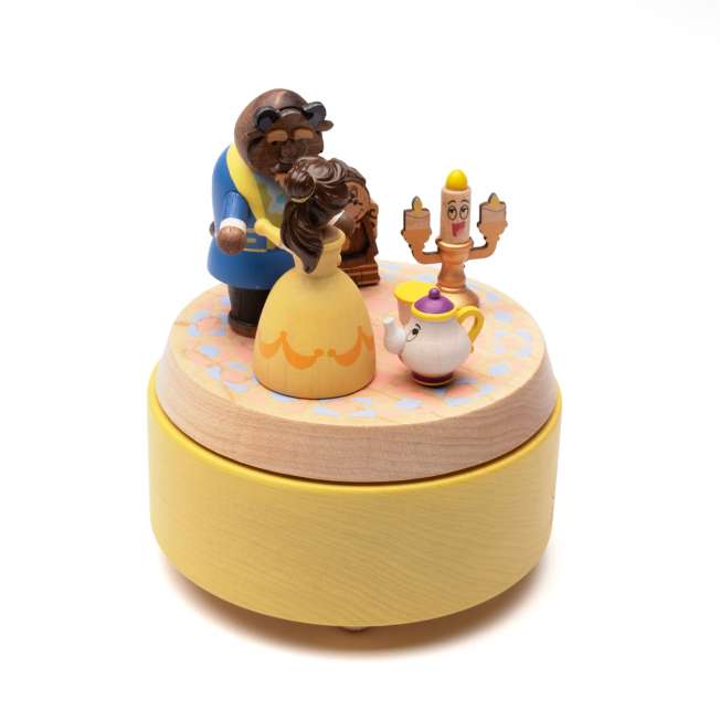 Caja musical de madera de La Bella y la Bestia