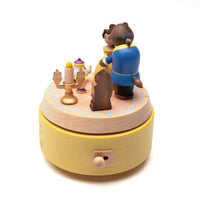 Caja musical de madera de La Bella y la Bestia